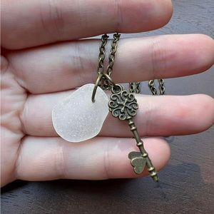 Genuine sea glass found on the shores of RI handmade into one of a kind necklace